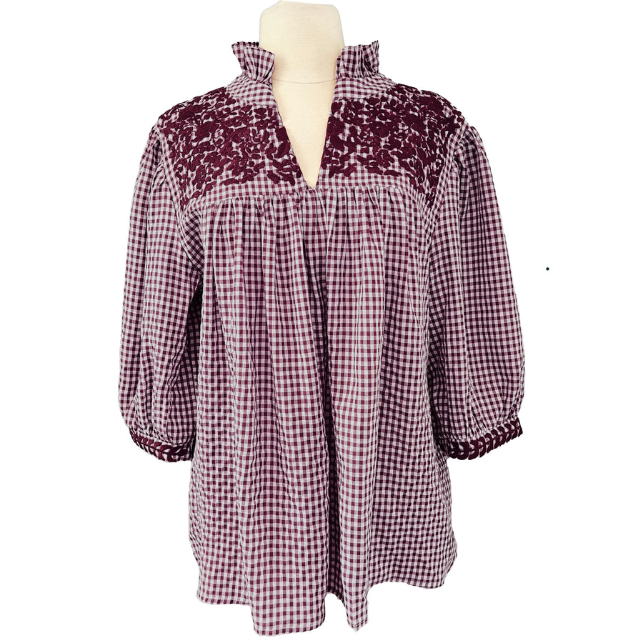 PRE-ORDER: Aggie Gingham Tailgater Blouse (late October ship date)