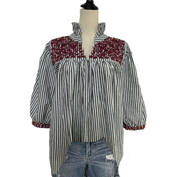 PRE-ORDER: Aggie Ticking Tailgater Blouse (October delivery)