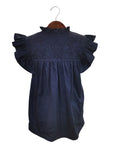 Double Navy Full Frill Blouse (S only)