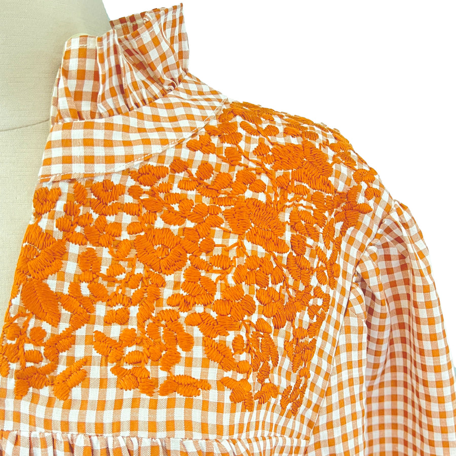 PRE-ORDER: Bright Orange Gingham Tailgater Blouse (September delivery)
