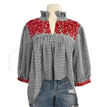 PRE-ORDER: Texas Tech Gingham Tailgater Blouse (September delivery)