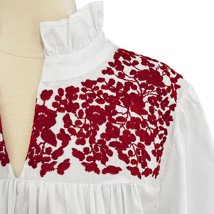PRE-ORDER: White & Crimson Tailgater Blouse (October delivery)