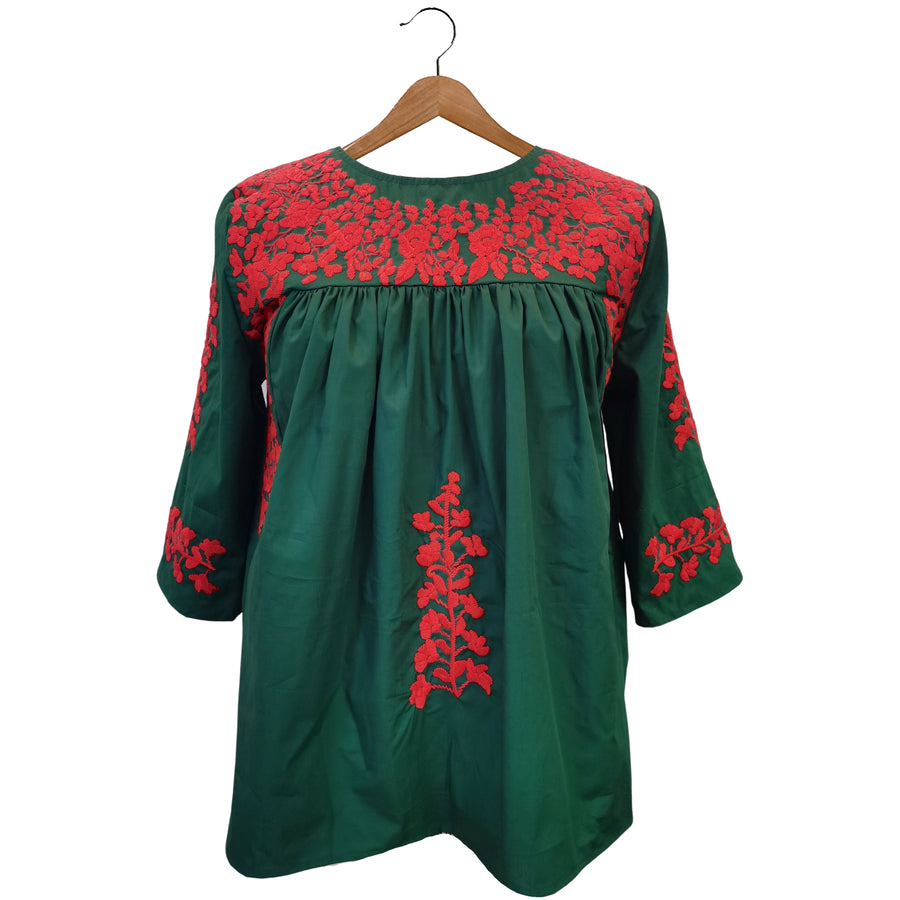Green & Red Saturday Blouse (XS only)