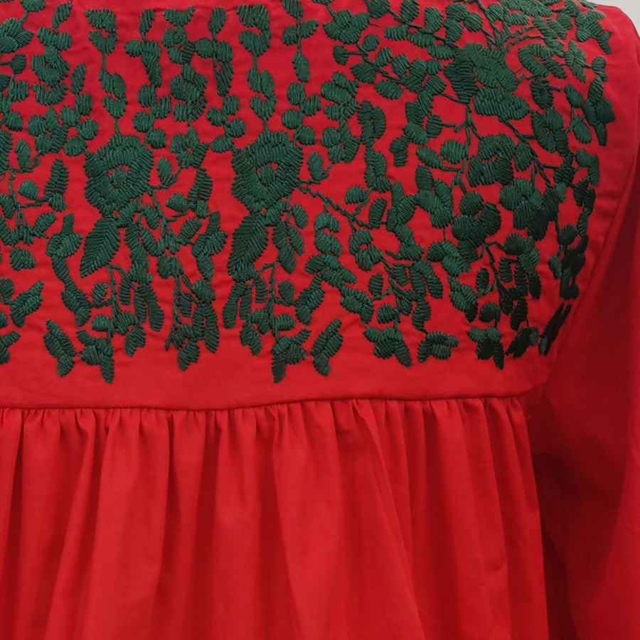Red & Green Christmas Saturday Blouse (S only)